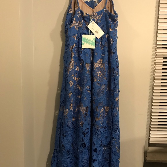 Brand New Blue Lace Midi Dress - Picture 2 of 4